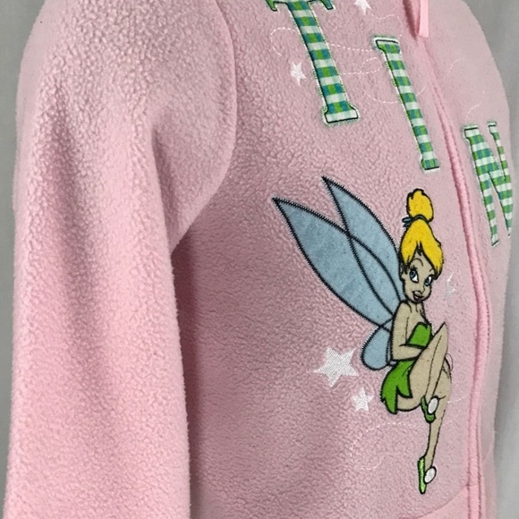 Disney Pink Tinkerbell Fuzzy Soft Fleece Zip L - Picture 6 of 7